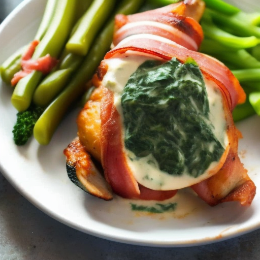 Bacon Wrapped Chicken Stuffed with Cream Cheese and Spinach