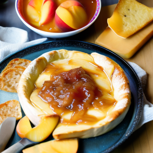 Baked Brie with Peach Jam and Almonds