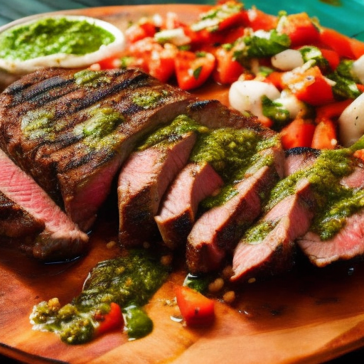 Brazilian Grilled Picanha Steak With Chimichurri Sauce And Farofa Crumbs