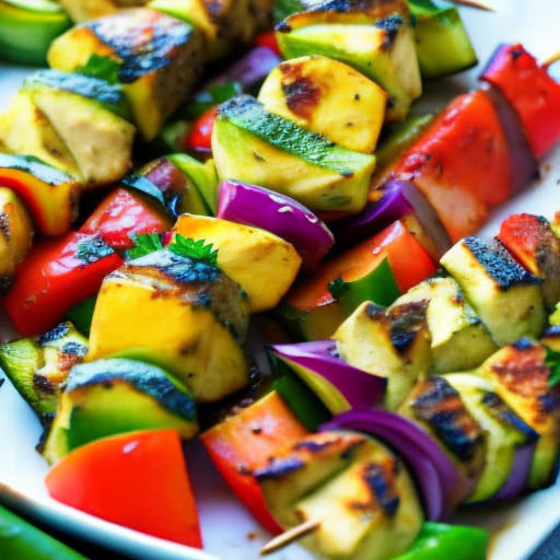 Grilled Chicken and Vegetable Skewers with Lemon Garlic Marinade