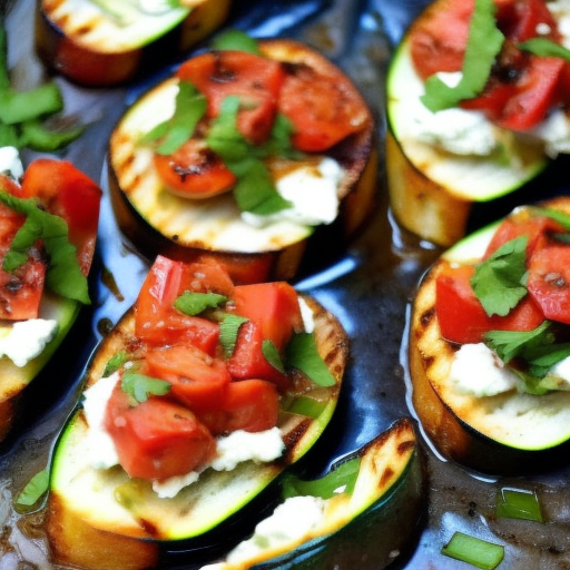 Grilled Zucchini and Tomato Bruschetta with Goat Cheese and Balsamic Reduction