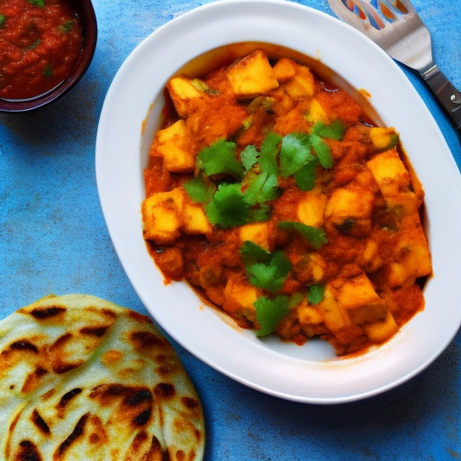 Indian Spicy Grilled Paneer Bhurji With Onion And Tomato Masala