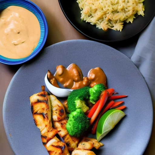 Indonesian Grilled Sate Chicken And Shrimp Combo With Peanut Sauce