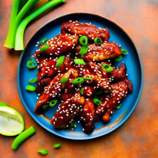 Korean Bbq Spicy Chicken Wings With Gochujang Sauce And Sesame Seeds