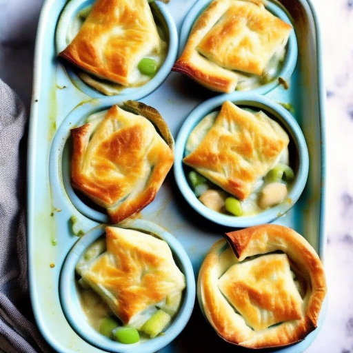 Mini Chicken Pot Pies with Puff Pastry Tops