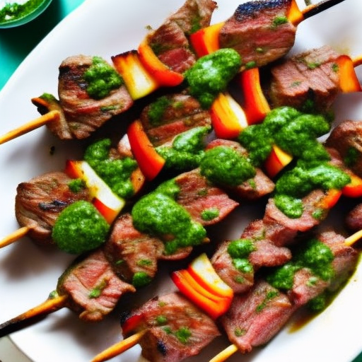 Peruvian Grilled Anticuchos De Corazгіn Beef Heart Skewers With Chimichurri Sauce