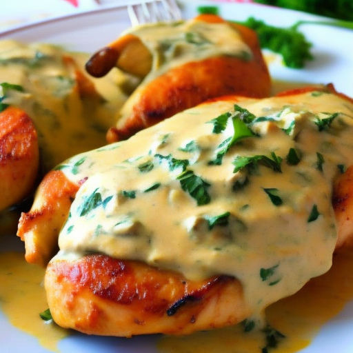 Savory Stuffed Chicken with Creamy Garlic Sauce