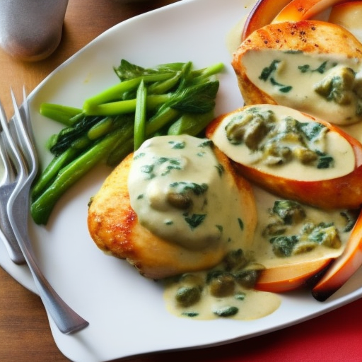 Savory Stuffed Chicken with Creamy Spinach and Mushroom Sauce