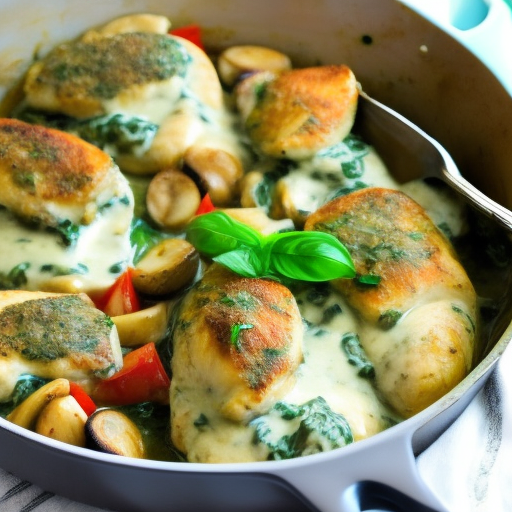 Savory Stuffed Chicken with Creamy Spinach and Mushroom Sauce