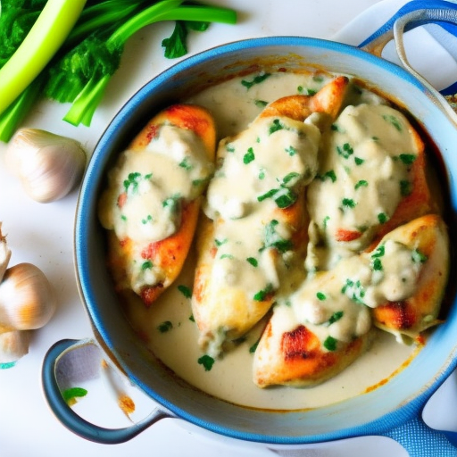 Savory Stuffed Chicken with Garlic Cream Sauce