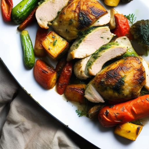 Savory Stuffed Chicken with Garlic Herb Butter and Roasted Vegetables