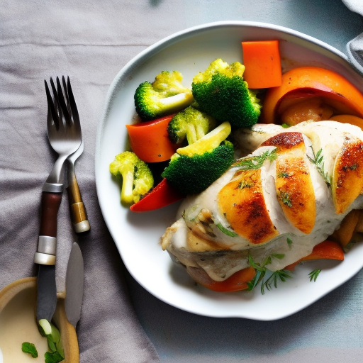 Savory Stuffed Chicken with Garlic Mashed Potatoes and Roasted Vegetables