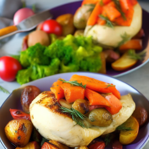 Savory Stuffed Chicken with Rosemary Potatoes and Roasted Vegetables