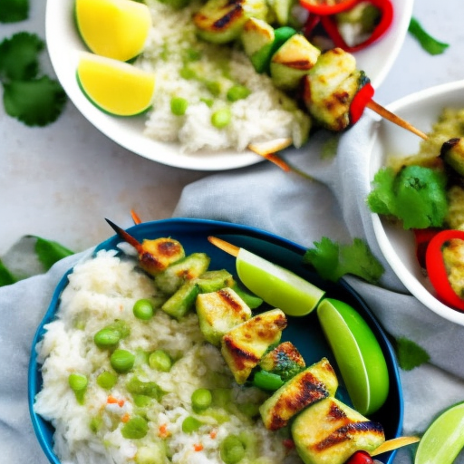 Thai Grilled Green Curry Chicken Skewers With Coconut Rice