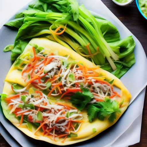 Vietnamese Grilled Lemongrass Chicken Banh Xeo Crepes With Bean Sprouts And Herbs