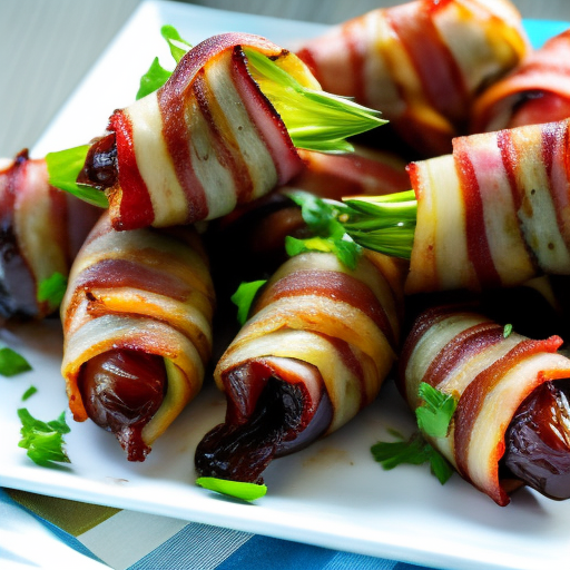 Bacon Wrapped Dates Stuffed with Blue Cheese