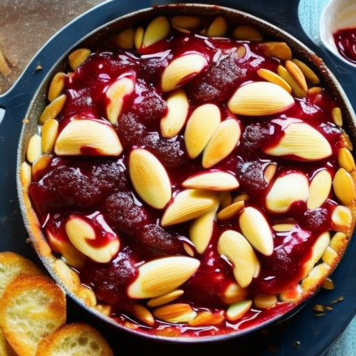 Baked Brie with Raspberry Jam and Almonds