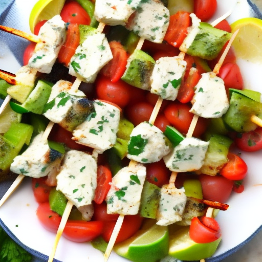 Greek Grilled Swordfish Souvlaki Skewers With Tzatziki Sauce