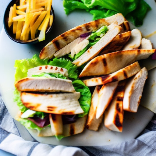 Grilled Chicken Caesar Salad Wrap with Parmesan Cheese and Croutons