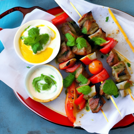 Grilled Lamb Kebabs with Mint Yogurt Sauce