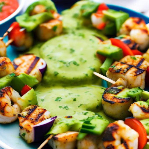 Grilled Shrimp and Scallop Skewers with Cilantro Lime Sauce