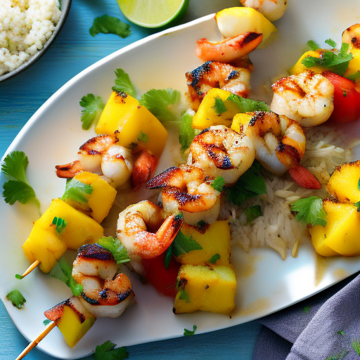 Grilled Shrimp and Scallop Skewers with Pineapple Mango Salsa