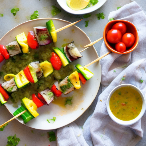 Grilled Vegetable Salad Skewers with Lemon Vinaigrette