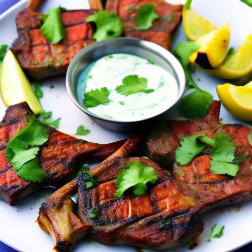 Indian Grilled Masala Lamb Chops With Cilantro Yogurt Sauce