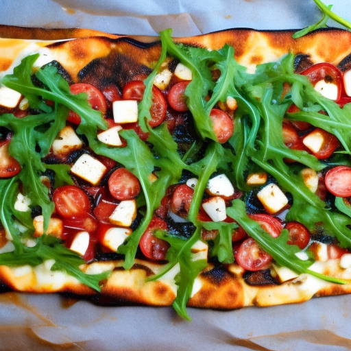 Italian Grilled Caprese Flatbread Pizza With Balsamic Glaze And Arugula