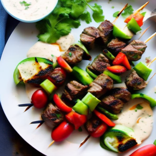 Lebanese Grilled Beef Kafta Kabobs With Tahini Sauce