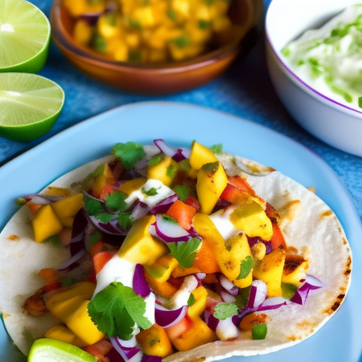 Mexican Grilled Shrimp Tacos With Mango Salsa And Lime Crema