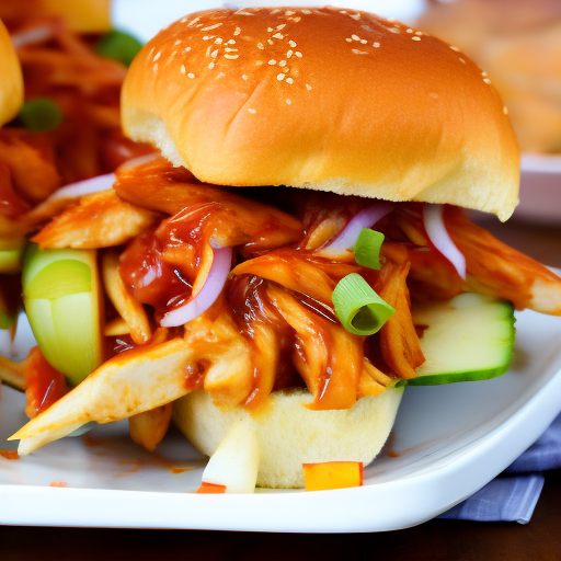 Miniature BBQ Chicken Sliders with Coleslaw and Pickles