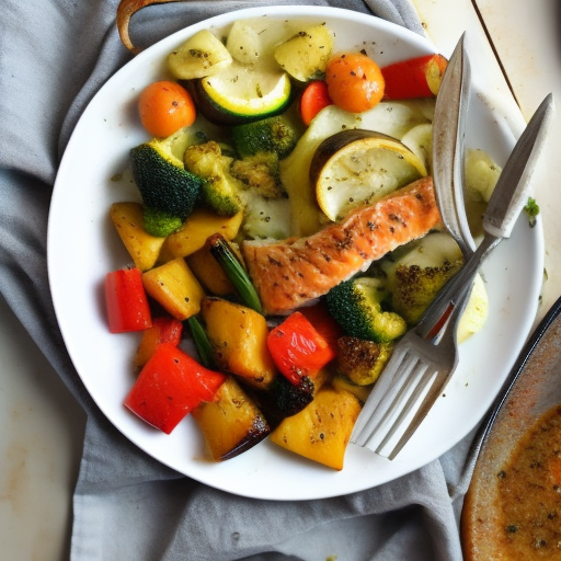 Savory Salmon with Lemon Herb Butter and Roasted Vegetables