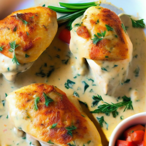 Savory Stuffed Chicken with Creamy Garlic Sauce