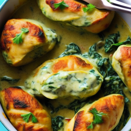 Savory Stuffed Chicken with Creamy Spinach Sauce