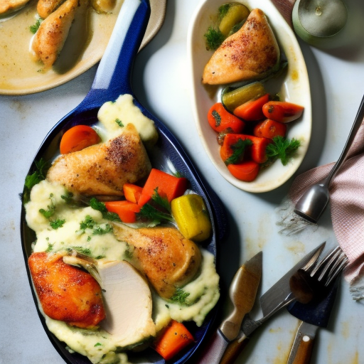 Savory Stuffed Chicken with Garlic Mashed Potatoes and Roasted Vegetables