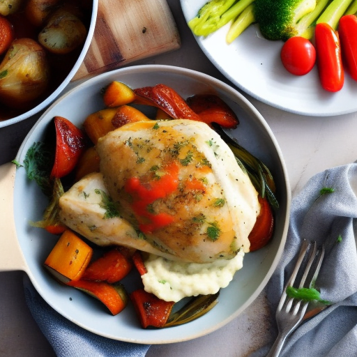 Savory Stuffed Chicken with Garlic Mashed Potatoes and Roasted Vegetables