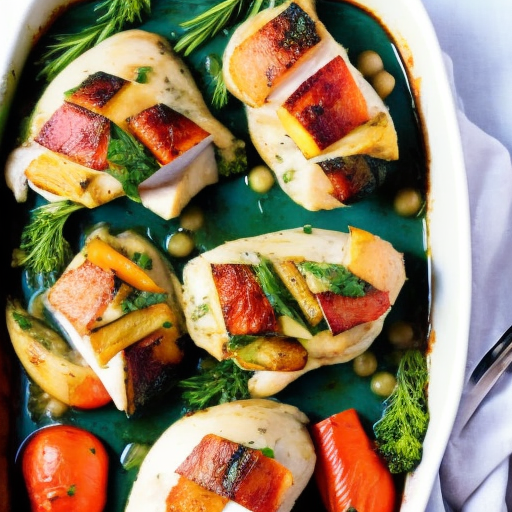 Savory Stuffed Chicken with Herb Butter and Roasted Vegetables