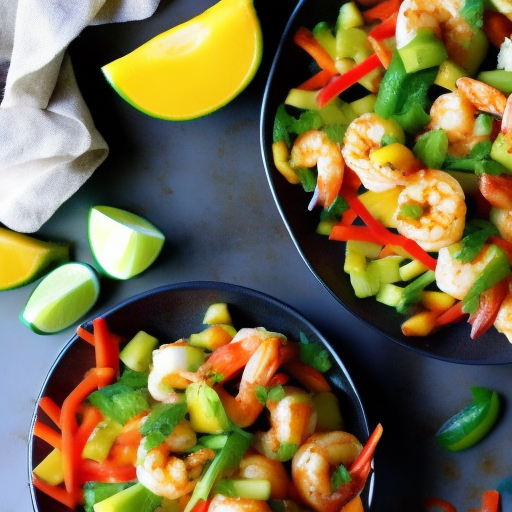 Spicy Shrimp and Pineapple Salad Bites with Mango Ginger Dressing