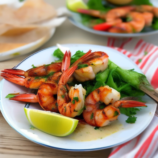 Brazilian Grilled Prawns With Garlic Butter Sauce