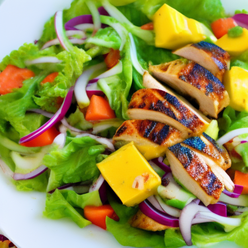 Caribbean Grilled Jerk Chicken Salad With Mango Dressing