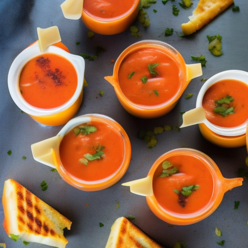 Creamy Tomato Soup Shots with Grilled Cheese Bites