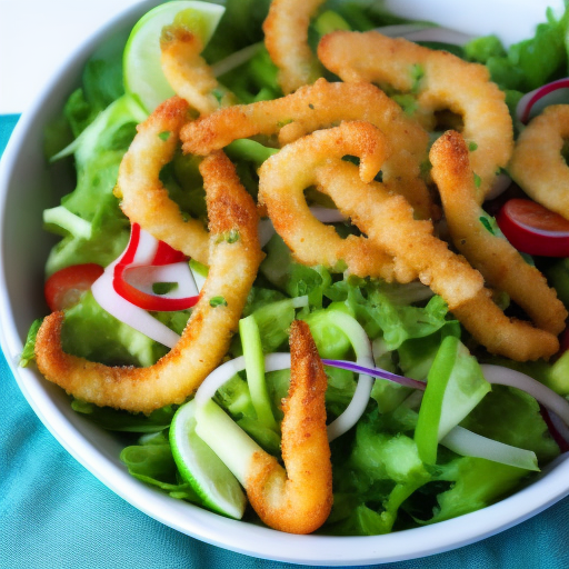 Fried Calamari Salad with Lemon Garlic Dressing