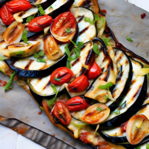 Grilled Eggplant and Tomato Tart with Goat Cheese and Balsamic Reduction