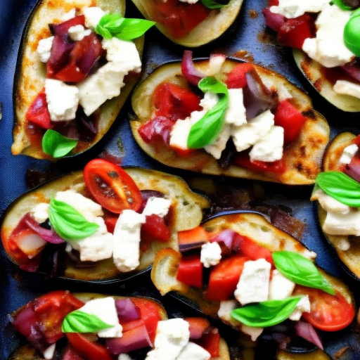 Grilled Eggplant Bruschetta with Feta Cheese and Kalamata Olives