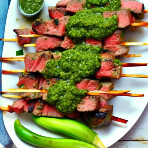 Grilled Steak Skewers with Chimichurri Sauce