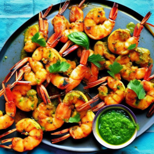 Indian Grilled Tandoori Shrimp With Mint Chutney