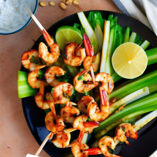 Indonesian Grilled Sate Shrimp With Spicy Peanut Sauce