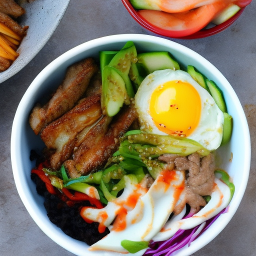 Korean Bbq Bulgogi Beef Bibimbap Bowls With Kimchi And Fried Egg