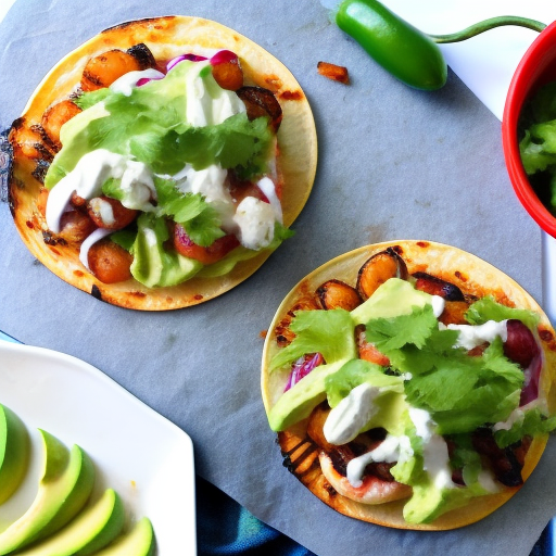 Mexican Grilled Shrimp Tostadas With Avocado And Lime Crema